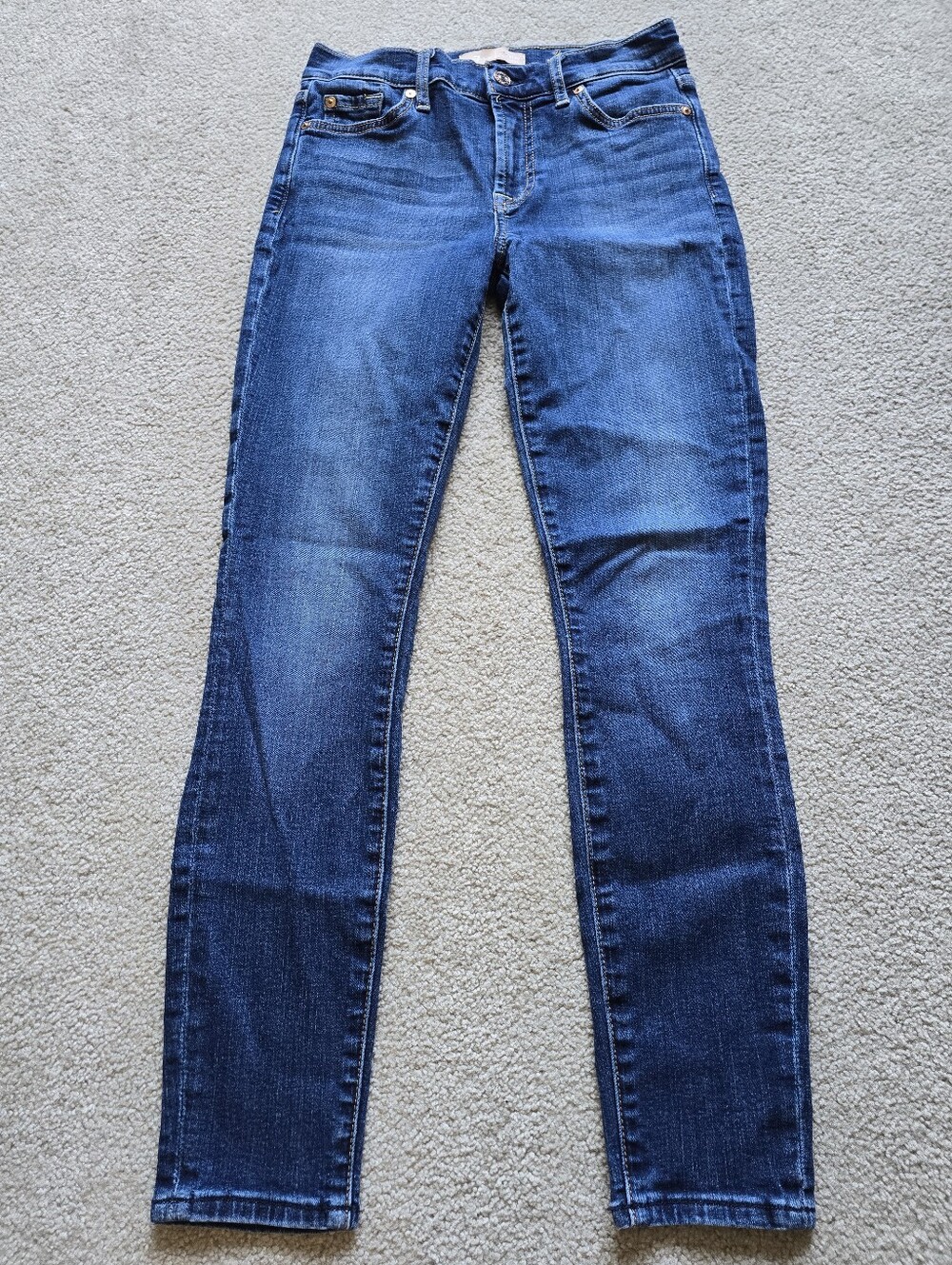 7 For All Mankind The Ankle Skinny Jeans Size 27 Medium Wash Stretch Denim